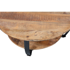 Mesa de Centro de Madera de Mango de 90 cm y 65 cm, Juego de Mesa Redonda de Madera Maciza, Muebles Modernos para Sala de Estar, Duraderos y Naturales - Product Image 3