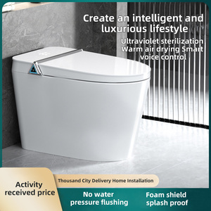 Bidet intelligent chic et minimaliste avec commande au pied capacitif, lumière d'ambiance dynamique, commande vocale, protection anti-mousse, couvercle automatique radar, siège chauffant et séchoir intégré - Product Image 1