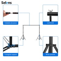 Set Stand Backdrop Adjustable Selens 2x2m 2x3m 2.4x3m 2.6x3m 2.8x3m 3x3m dengan Klip dan Tas Jinjing untuk Sistem Penyangga Latar Belakang