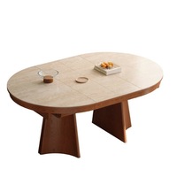 Table à manger ovale pliable en bois massif de style médiéval, double usage, avec chaises, mobilier moderne pour la maison