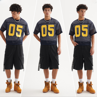 T-shirts pour hommes en maille respirante à séchage rapide avec impression sérigraphique, motif vintage, streetwear, coupe oversize, style sportif, maillot de football pour fans