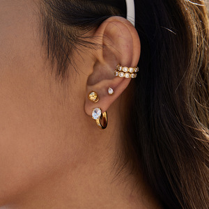 ต่างหูสไตล์คลาสสิค <span class=keywords><strong>JoJo</strong></span> สำหรับผู้หญิง รูปทรงเรขาคณิต ชุบทอง 18K บนสแตนเลสสตีล ประดับเพชรซิคอนสีขาวและหินธรรมชาติ เหมาะสำหรับใส่ทุกวัน - Product Image 5