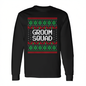 Maglietta a maniche lunghe con maglione natalizio Groom Squad Ugly Christmas Sweater, regali di Natale - Product Image 2