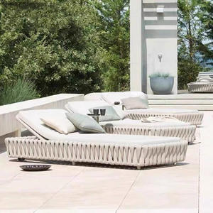 Chaise longue de soleil en métal pour l'extérieur, chaise longue en corde pour hôtel, dossier réglable, fauteuil inclinable moderne - Product Image 3