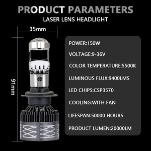 Bombilla LED para Faros Delanteros H4 de 150W y 20000LM, 6000K-6500K, Ajuste Universal, Garantía de 2 Años, Precio de Fábrica - Product Image 2