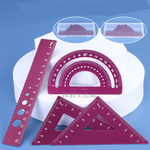 Juego <span class=keywords><strong>de</strong></span> 4 Reglas Metálicas <span class=keywords><strong>de</strong></span> 15 <span class=keywords><strong>cm</strong></span>, Triángulo <span class=keywords><strong>de</strong></span> <span class=keywords><strong>60</strong></span> y 30 Grados, Transportador y Escuadra, Marca Personalizable - Product Image 4