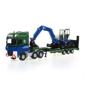 Logo personalizzato 1/50 simulazione semirimorchio auto in metallo <span class=keywords><strong>camion</strong></span> <span class=keywords><strong>camion</strong></span> giocattolo modello semirimorchio con escavatore - Product Image 1