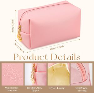 Travel <b>Makeup</b> Bag Large Capacity PU Cosmetic Organizer Waterproof Portable Open Flat Toiletry Bag - Product Image 3