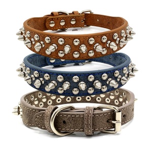 Collar De Cuero Ajustable Para Perro, Correa Para El Cuello, Suministros De Cuero PU, Remache Punk, Collar Para Perro Con Pinchos, Collar Para Mascotas Para Perros Pequeños Y Gatos - AliExprs