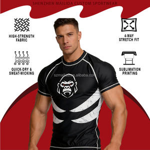 卸売 速乾性 MMA ラッシュガード カスタマイズ フル昇華プリント BJJ ノーギ グラップリング 柔術 格闘技ウェア - Product Image 1