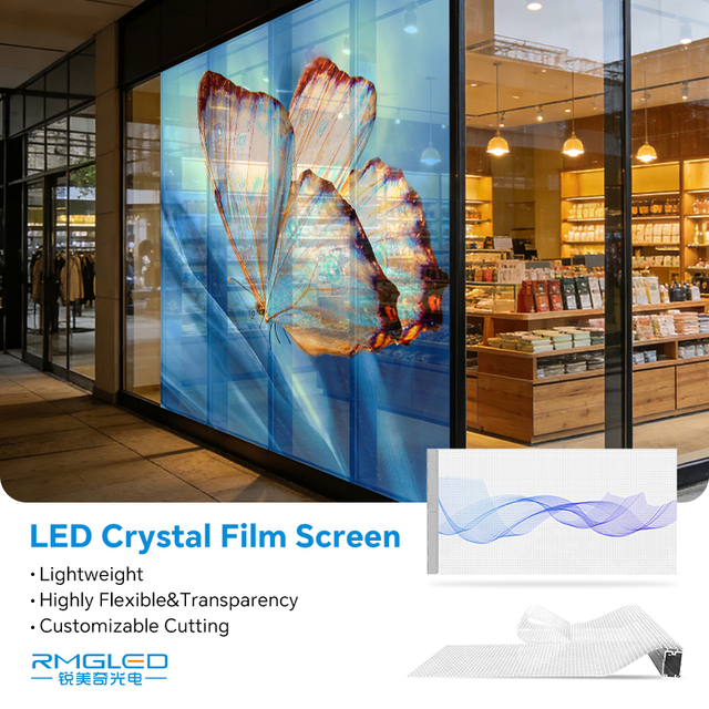 Indoor Full Color Flexible Transparent LED Film Screen P20 Anti Glare Crystal Film Display for Shopping Mall Digital Navigation