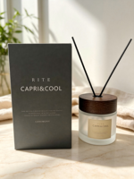 Diffuseur de parfum d'ambiance CAPRI&COOL en verre mat avec bouchon en bois pour chambre, salon, décoration et cadeau