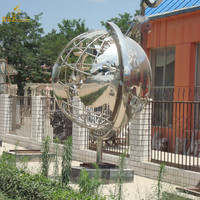 Décoration de Globe de carte du monde en acier inoxydable, grande Sculpture de Globe en acier D & Z