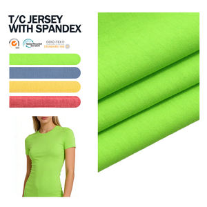 Tela de Punto Percal Elástica de Color Sólido al por Mayor, de Algodón, Poliéster y Spandex, para Ropa Interior - Product Image 1