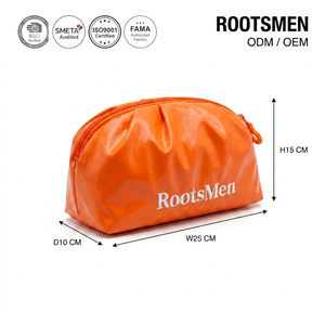 RootsMen orange Polyester Cosmetic Bag Medium Size Zipper Closure Portable Letter Pattern Simple Style - Product Image 1