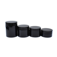 Runder Kunststoff-Kosmetikbehälter Nachfüllbarer schwarzer Kunststoffbehälter Topf 50 g 60 g 80 g 100 g 120 g 150 g 200 g 250 g