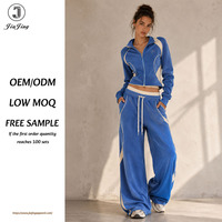 Ensemble de jogging personnalisé avec blocs de couleur, veste courte zippée et pantalon large – Fabrication en usine