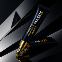 Récipient vide de tube de crème pour les yeux de marque privée 20g en plastique noir doré avec applicateur galvanisé d'or pour le maquillage