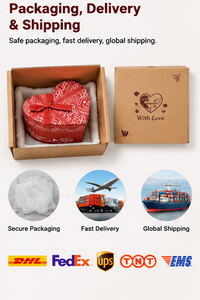 Cinta de Regalo en Forma de Corazón Rojo, Lazo Impreso, Relleno Interior Suave de Cartón para Joyería, Chocolates, Cosméticos, Caja de Regalo en Forma de Corazón - Product Image 6