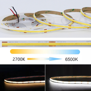 Màu kép COB CCT LED Strip Lights 2700K ấm + 6500K mát trắng linh hoạt tuyến tính DC12V DC24V 576 LED siêu sáng thông minh - Product Image 1