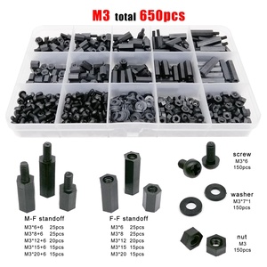 Kit de Separadores Hexagonales Aislados de Plástico Nylon Negro Métrico M2 M2.5 M3 M4, Tornillos de Máquina, Clase <span class=keywords><strong>4</strong></span>, Surtido - Product Image 4