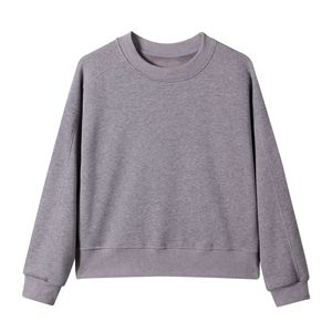 <span class=keywords><strong>Top</strong></span> Corto a <span class=keywords><strong>Maniche</strong></span> <span class=keywords><strong>Lunghe</strong></span> in Cotone per Donna, Felpa in Cotone e Poliestere, Pullover Oversize con Collo Tondo - Product Image 2
