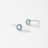 Boucles d'oreilles clous ouvertes rondes en argent sterling 925 plaqué rhodium avec turquoise synthétique Mylove Custom Basic Fine – Vente en gros