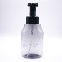 Flacon de savon liquide pour les mains gris transparent 350 ml, flacon de mousse nettoyante pour le visage
