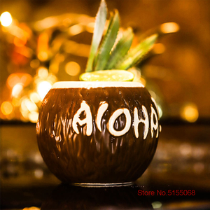 Vaso de Cóctel Tropical Aloha para Decoración de Bar, Vaso para Bebidas Frías, Contenedor para Smoothies, Estilo Hawaiano, para Restaurantes, Taza TIKI de Coco - Product Image 3