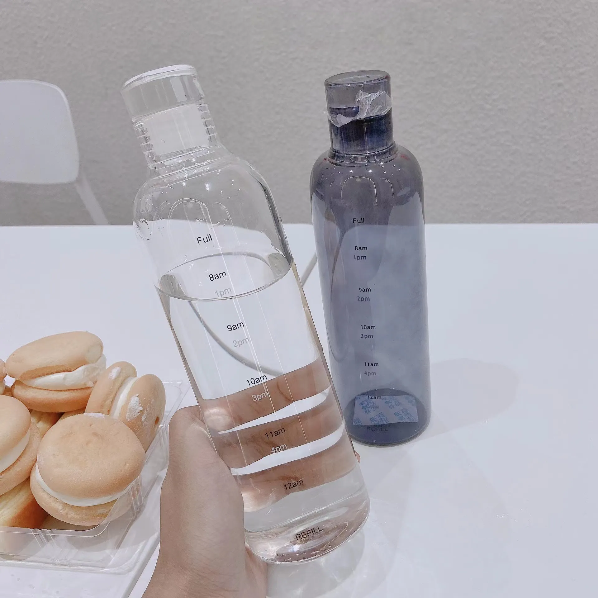 Garrafa de água plástica personalizada com fabricante de tempo, garrafa plástica transparente de 500ml