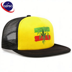 QZFSO Custom Mesh Sport Fashion 5-Panel Trucker <b>Cap</b> Wholesale <b>Summer</b> <b>Flat</b> Brim Foam Common Screen Print Casual Baseball Hat - Product Image 1