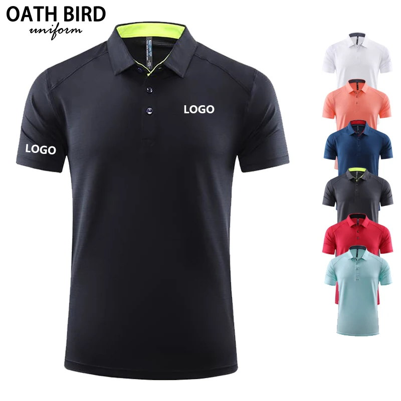 Logo aziendale personalizzato Polo uniforme 92% poliestere 8% Spandex Polo Polo da Golf da uomo Dry Fit