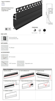 Plinthe sans bordure en plâtre architectural, profil en alliage d'aluminium argenté, ligne de plinthe LED, cloison sèche, dimmable, CRI élevé 90