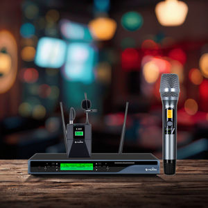 Sistema de micrófono Lavalier UHF inalámbrico de supresión de aullidos para micrófonos recargables inalámbricos profesionales - Product Image 5