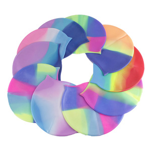 Gorro de natación de silicona con color degradado, universal para adultos, de alta elasticidad, para natación y deportes acuáticos - Product Image 1