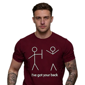 T-shirt humoristique « I Have Got Your Back » avec dessin de personnage en bâtonnets, motif humoristique pour meilleur ami, haut graphique en coton surdimensionné à manches courtes, style streetwear, haut décontracté - Product Image 3