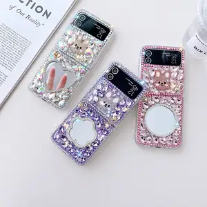 2023 popular New Arrival Luxury Sparkle 3D Rhinestone Diamond Handmade Series Bling Case For Samsung Z Flip 4 3 Case