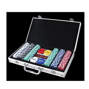 Luxe Goedkope Custom Plastic 500 300 Blanco Kroon Poker Set 1000 Chips Met Case