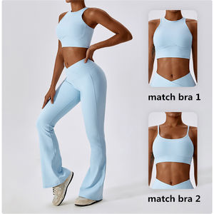 <span class=keywords><strong>Pantalones</strong></span> acampanados sólidos para mujer, venta al por mayor, mallas deportivas para Yoga, gimnasio, Push Scrunched, glúteos, entrenamiento, ropa deportiva, mallas deportivas de talla grande - Product Image 4