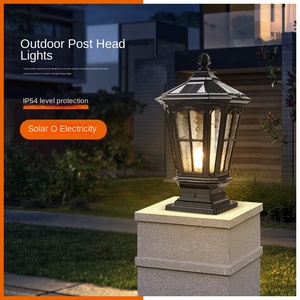 Lumière solaire moderne de pilier de porte de LED pour l'entrée de route de barrière de pelouse de jardin ou l'éclairage extérieur de base du corps E27 de verre de cour - Product Image 4
