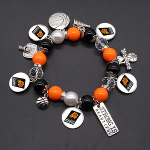 Pulseras de Aleación de Zinc con Colgante de Baloncesto de los San <span class=keywords><strong>Antonio</strong></span> Spurs, Brazalete Elástico con Cuentas y Logotipo Personalizado del Equipo, Amuleto de Campeonato - Product Image 4