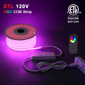 <span class=keywords><strong>Bande</strong></span> LED COB <span class=keywords><strong>RGB</strong></span> COXO ETL haute tension 120V 110V, protection IP65 IP67, sans driver, en silicone, pour éclairage paysager extérieur - Product Image 1