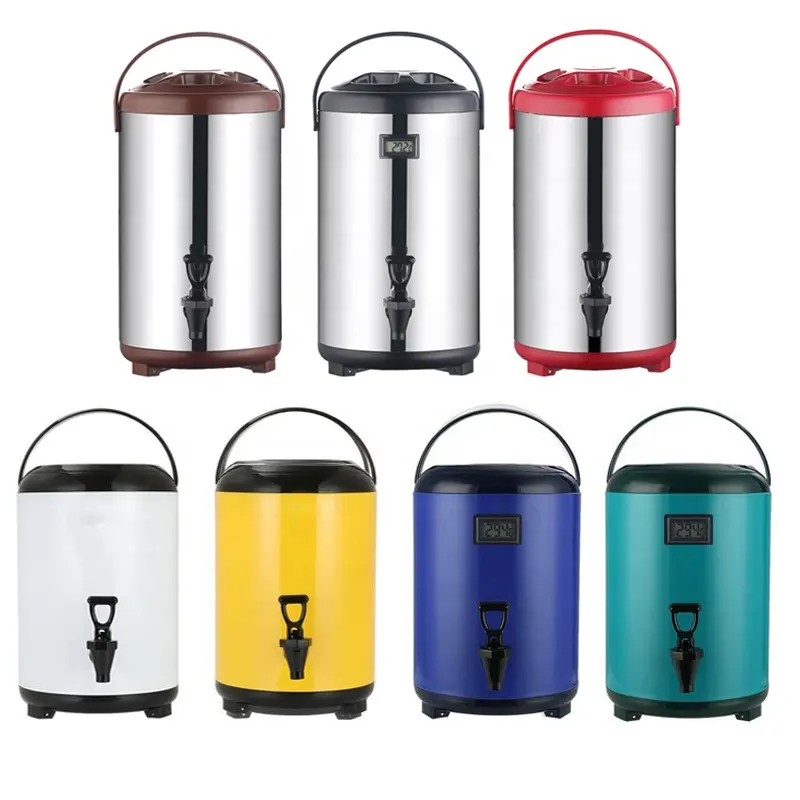 hotel metal stainless steel double wall milk tea bucket barrel insulated drink dispensers for sale