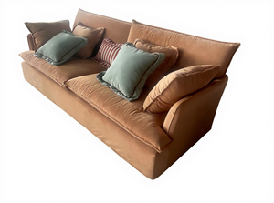 <span class=keywords><strong>Canapé</strong></span> en lin <span class=keywords><strong>orange</strong></span> confortable 3 places Coussins doux pour le salon - Product Image 3