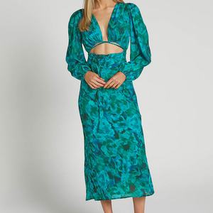 Vestido Largo Casual de Verano para Mujer, Diseño Personalizado OEM de Alta Calidad, Estampado Floral, Sexy, Ajustado, para Fiesta - Product Image 5