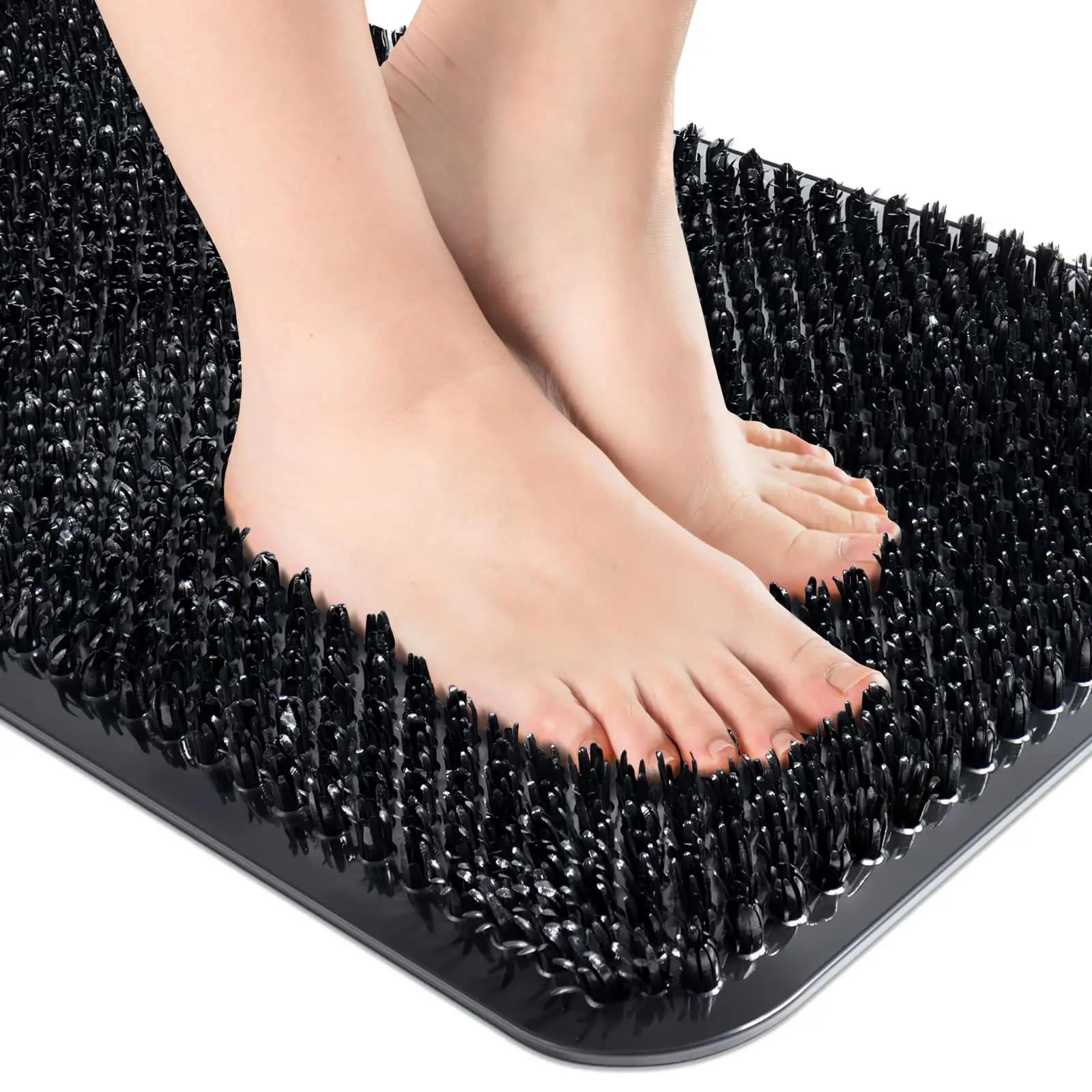 Non Slip Grass Bath Mat Quick Drain Shower Floor Mat with Soft Bristles for Scrubbing Foot Mat