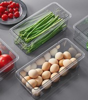 Conteneur transparent pour aliments, boîte de rangement rectangulaire en acrylique empilable pour réfrigérateur