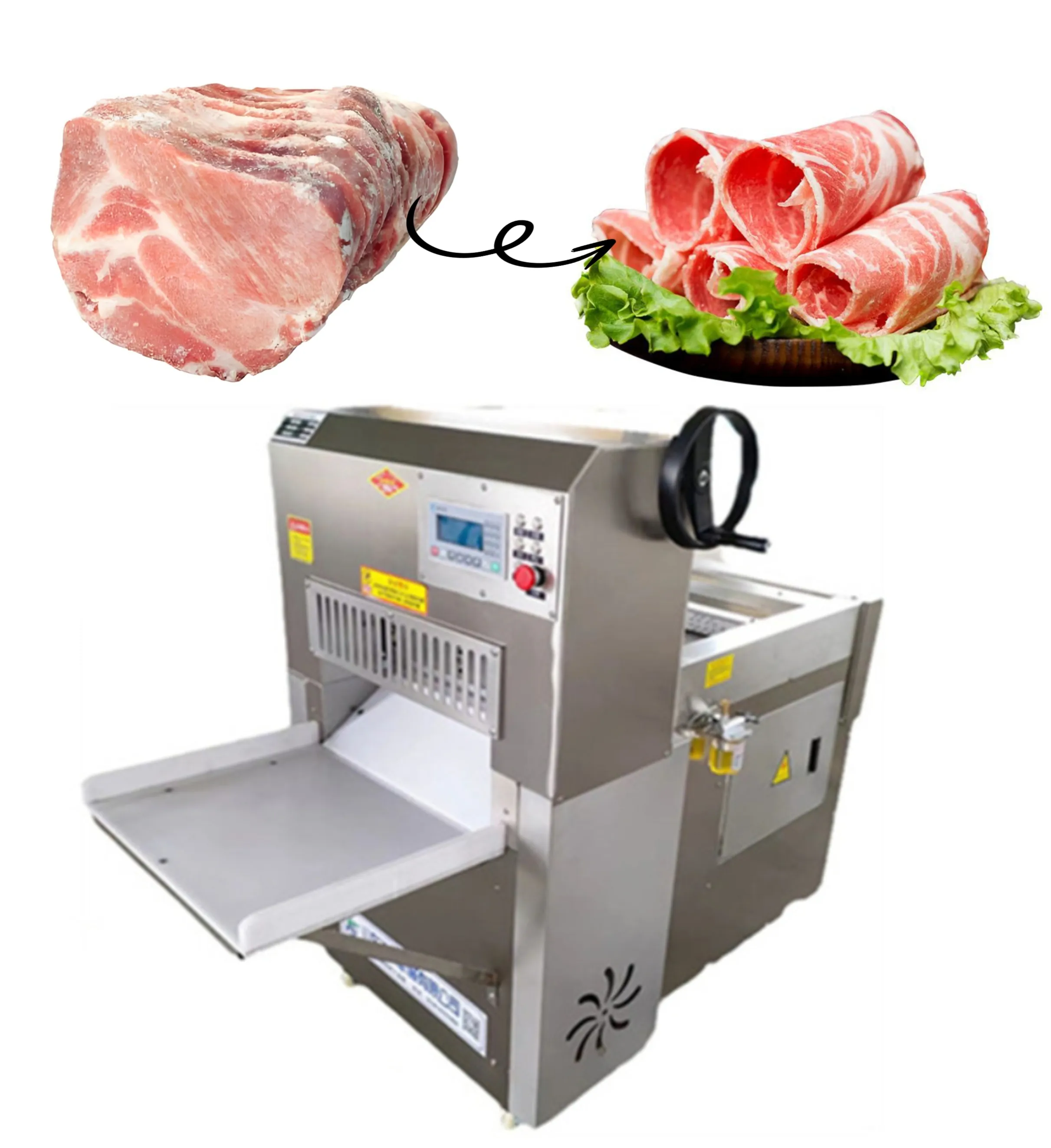 Máquina automática de corte de carne congelada, fatiador de carne, linguiça, bacon, carneiro, carneiro, fatiador