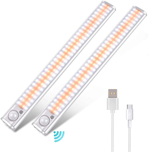 120 LED Rechargeable Kitchen Night Lights  Wireless Motion Sensor  LED Under Cabinet Counter Closet Light