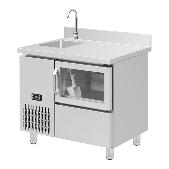 Stainless Steel Ice Maker Machine with Faucet Ice Freezer Refrigerator